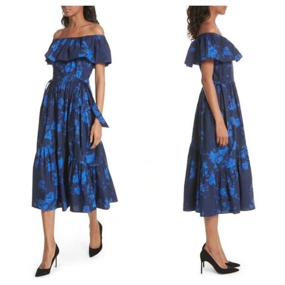 Kate Spade Hibiscus Off the Shoulder Cotton Dress - Picture 8 of 8